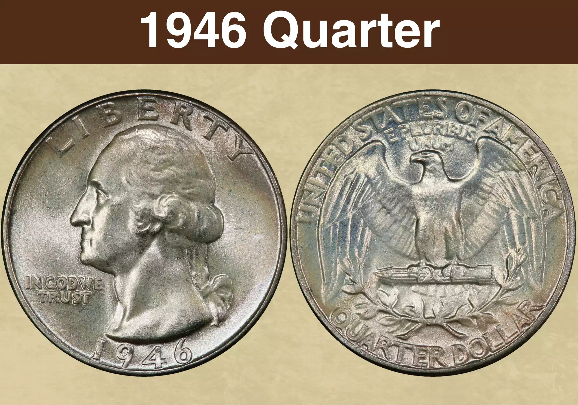 1946 Washington Quarter obverse and reverse showing George Washington portrait and heraldic eagle design