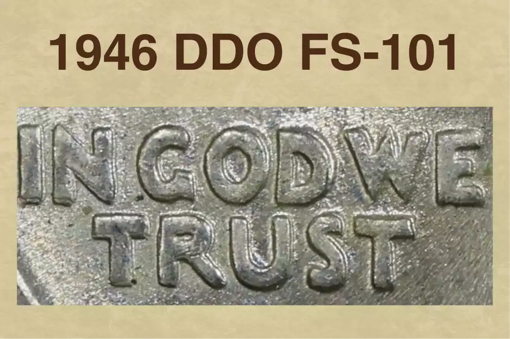1946 Washington Quarter DDO FS-101 close-up showing doubled die obverse with visible secondary impression on IN GOD WE TRUST